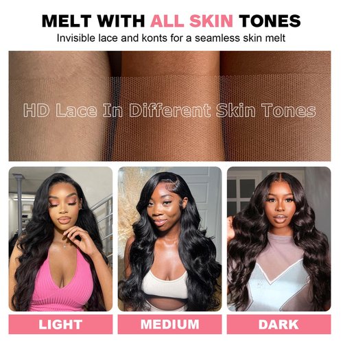 13X6 Body Wave Lace Front Wigs Human Hair 12A 250% Density Lace Frontal Wigs HD Glueless Wigs Human Hair pre Plucked with Baby Hair Natural Color 22 Inch