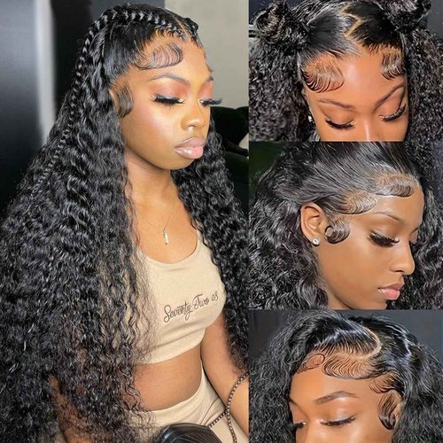 crownew 26 Inch Water Wave Lace Front Wigs Human Hair Pre Plucked Wet And Wavy 13x4 Hd Lace Frontal Wig Human Hair 180 Density For Women Bouncy Soft Deep Curl Glueless Tangle Free Natural Hairline