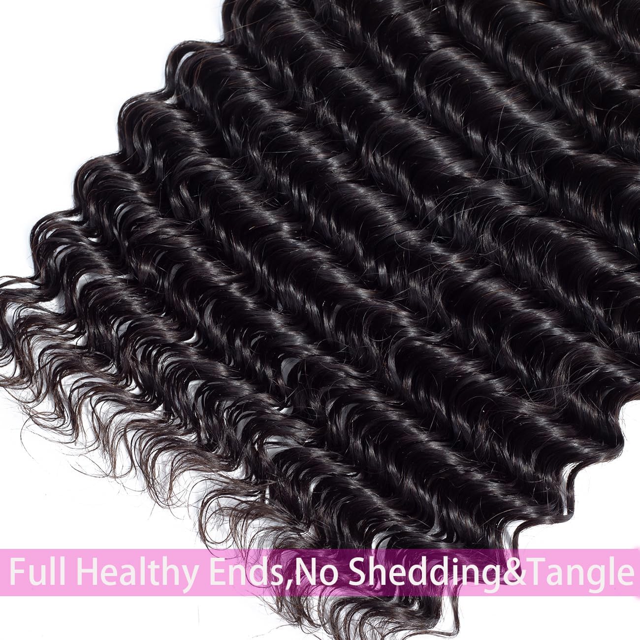 12A Deep Wave Bundles Human Hair 20 22 24 Inch 100% Unprocessed Brazilian Virgin Deep Curly Human Hair 3 Bundles Wet and Wavy Double Weft Deep Wavy Hair Extensions Real Human Hair Natural Black