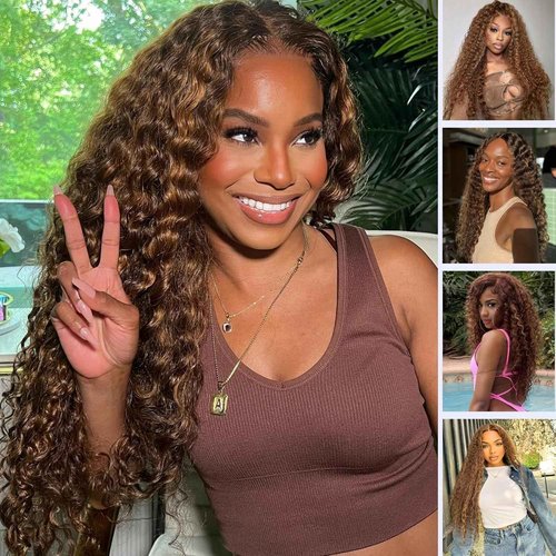 Luxvogue Bundles Human Hair 18 20 22 Inch Water Wave Chocolate Brown P4/27 Human Hair Bundles 11A Unprocessed Brazilian Virgin Hair Quick Weave for Black Women