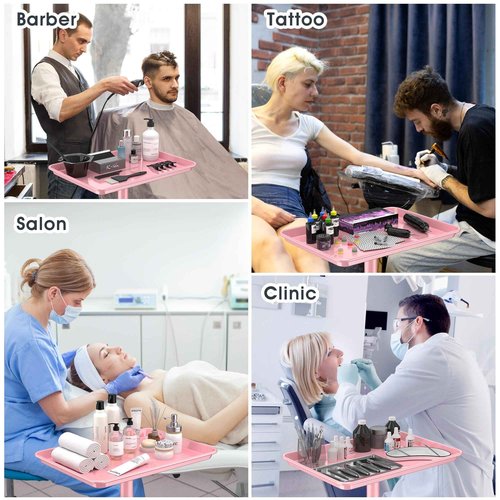 Salon Cart Tray Tattoo Tray for Hair Stylist Salon Trolley Cart with Wheels Rolling Trolley-Pink