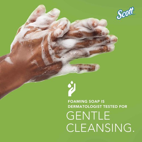 Scott Professional Green Certified Foam Hand Soap (11285), 1.5 L, Foaming, Clear, No Fragrance Added, Under-Counter Refills for Kimberly-Clark Professional Dispensers, Ecologo, NSF E-1 (2 Bottles)