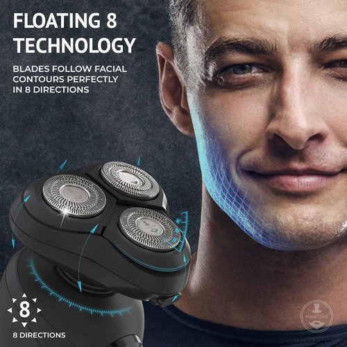 7-in-1 Electric Razor for Men with USB Charging Station - Shaver with Floating 8 Contouring Technology and IQ Cleaning Sensor