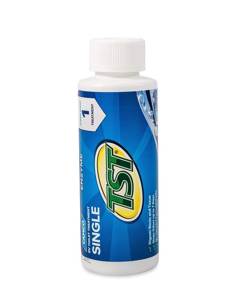 Camco TST Blue Enzyme Toilet Treatment - Formaldehyde Free - Breaks Down Waste And Tissue - Septic Tank Safe -Treats up to 8-40 Gallon Holding Tanks - (8) 4 oz Bottles (41501)
