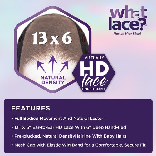 Sensationnel What Lace 13X6 Wigs - Mariella 26 Inch Human Hair Blend Lacefrontal Glueless Synthetic With Natural Density Preplucked Hairline (1B OFFBLACK)