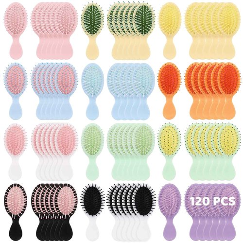 120 PCS Mini Wet Hair Brush Bulk,Travel Detangling Comb Brush with Soft Bristles for Wet and Dry Hair, Smoothing Knots with Ease for Most Hair Types