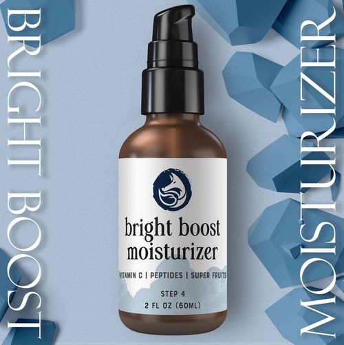Foxbrim Naturals Bright Boost 7 Superfruits Peptide Face Moisturizer with Vitamin C - Gentle Daily Hydrating Luxury Lotion for Radiant Skin - Smooths Fine Lines - Fragrance Free All Skin Types 2oz