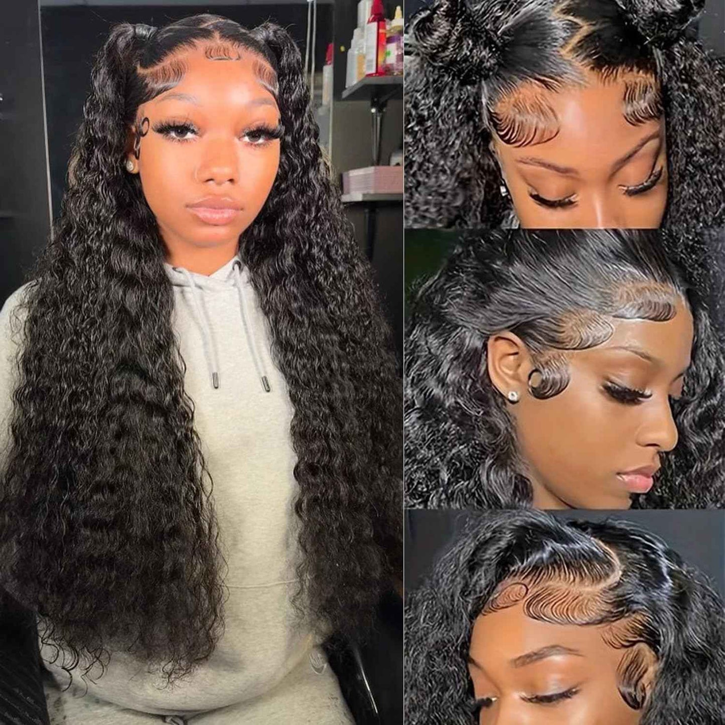 30 Inch Water Wave Lace Front Wigs Human Hair Pre Plucked Wet And Wavy 13x4 Hd Lace Frontal Human Hair Wig 180% Density For Women Small Knots Bouncy Soft Deep Curl Tangle Free Natural Hairline