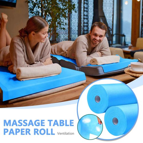 Tudomro 6 Rolls Disposable Non Woven Bed Sheets 24 x 71 Inch Massage Table Paper Covers Non Woven Fabric Massage Sheets Waterproof Spa Breathable Bed Cover for Beauty Salon (Blue)