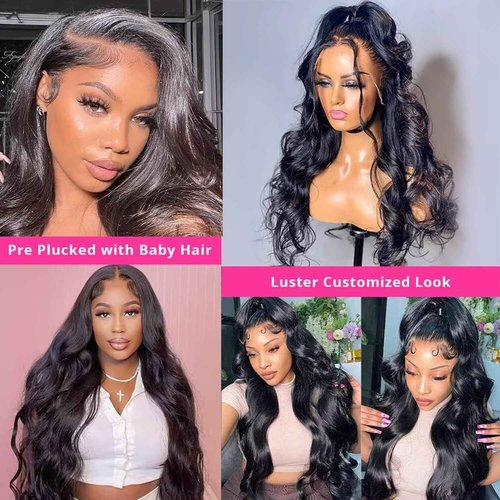 HANGFIRST 20 Inch 13x6 Body Wave Lace Front Wigs Human Hair Pre Plucked 180% Density HD Transparent Lace Frontal wig For Women Body Wave Wigs With Baby Hair