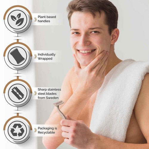 Bleeker and Rowe Eco Friendly Biodegradable Disposable Razors (100)