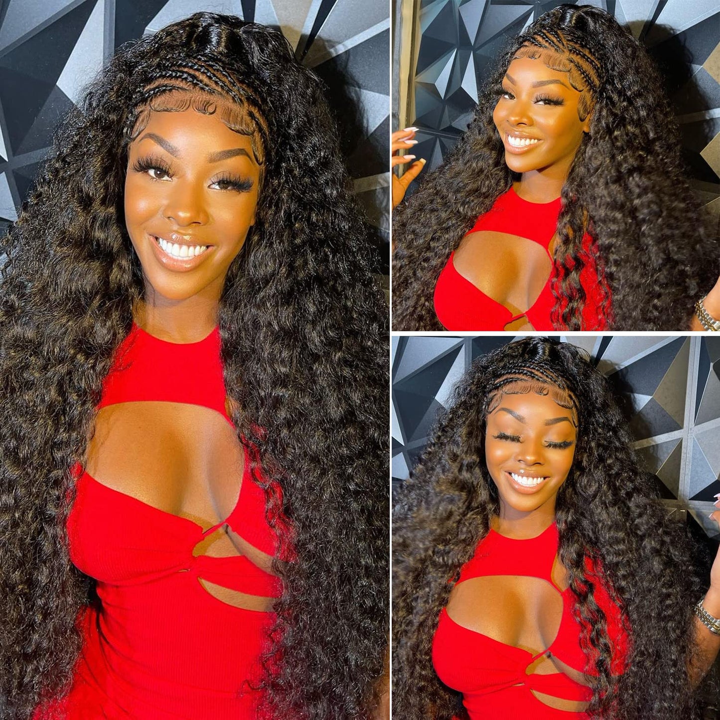 13x4 Deep Wave Lace Front Wigs Human Hair Pre Plucked Lace Frontal Deep Wave Lace Frontal Wigs for Black Women 180 Density Glueless Brazilian Front Lace Wigs (22inch)