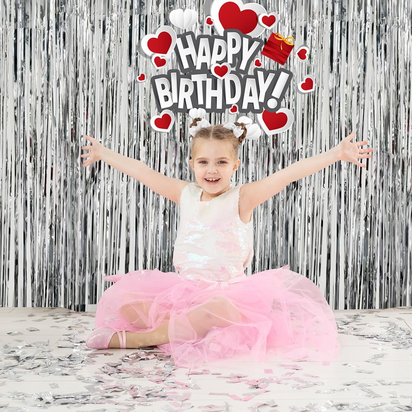 2 Pack Foil Curtain Backdrop Curtains Silver Tinsel Door Streamers Birthday Party Decorations Photo Booth Props for Disco Party Graduation Wedding Baby Shower Bachelorette Christmas Gender Reveal
