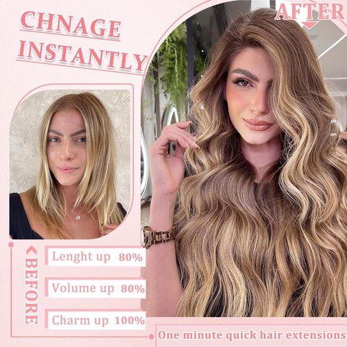 Clip in Hair Extensions Real Human Hair Clip in Extensions for Women Seamless Balayage Chocolate Brown to Honey Blonde Straight Remy 100% Human Clips ins Extension 8pcs Double Weft 20 inch 3.7oz/105g
