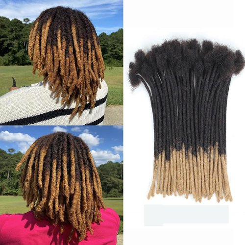 8 inch 50 Strands Loc Extensions Human Hair, 0.6cm Width 100% Human Hair Dreadlock Extensions for Men/Women, Can be Dyed Soft Dreads Extensions,1b/27