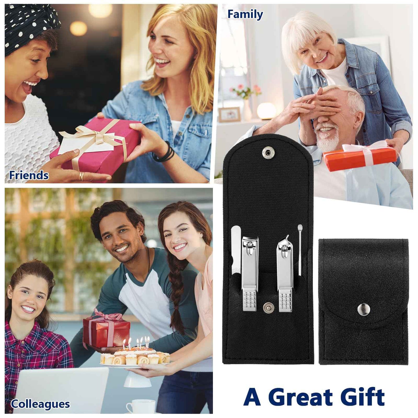 Geosar 50 Set Travel Manicure Kit Bulk Professional Nail Clippers Pedicure Nail Care Tools Grooming Stainless Steel Set with Portable Travel Case, Gift for Christmas Men Women(Black)