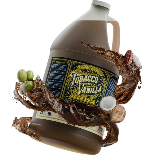 Castile Liquid Body Wash for Sensitive Skin – Natural Shampoo for Men with Olive Oil, Cocoa Butter & Coconut Oil – Tobacco Vanilla by Carolina Castile (Tobacco Vanilla, 1 Gallon)