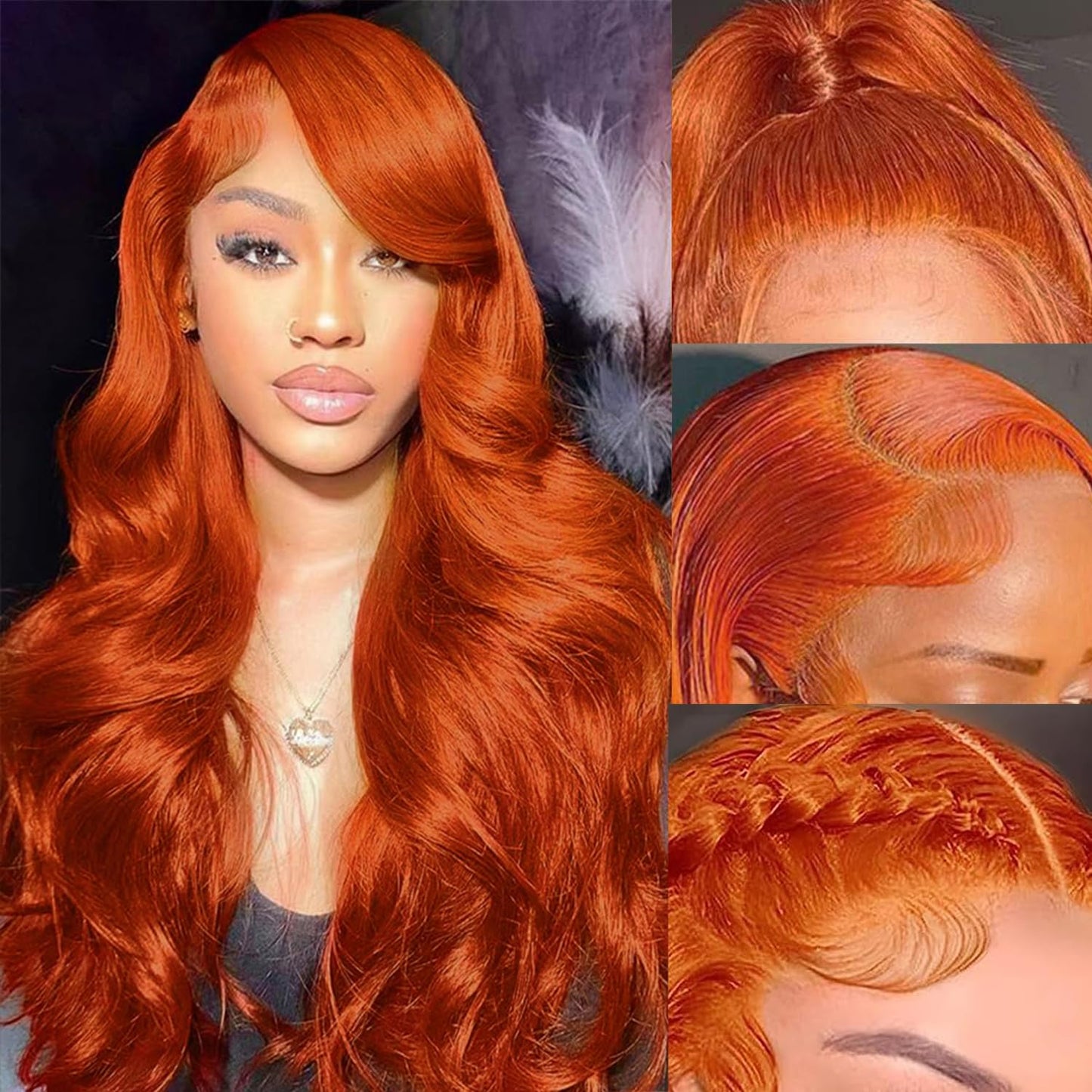 Ginger Lace Front Wigs Human Hair Pre Plucked with Baby Hair, 13x6 HD Ginger Body Wave Lace Frontal Wigs Human Hair,180% Density Colored Glueless Wig Orange Ginger Wig Human Hair for women 22 inch
