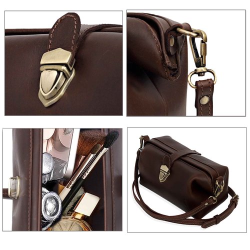 Premium Leather Cosmetic Bag for Women – Large Capacity Travel Makeup Organizer Pouch with Handle & Shoulder Strap, Vanity Makeup Case, Durable Leather Bag & Cosmetic Organizer For Travel - Brown