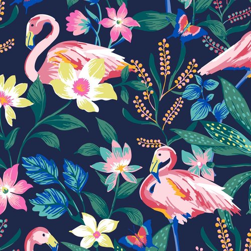 Vera Bradley Cotton Large Cosmetic Makeup Organizer Bag, Flamingo Garden