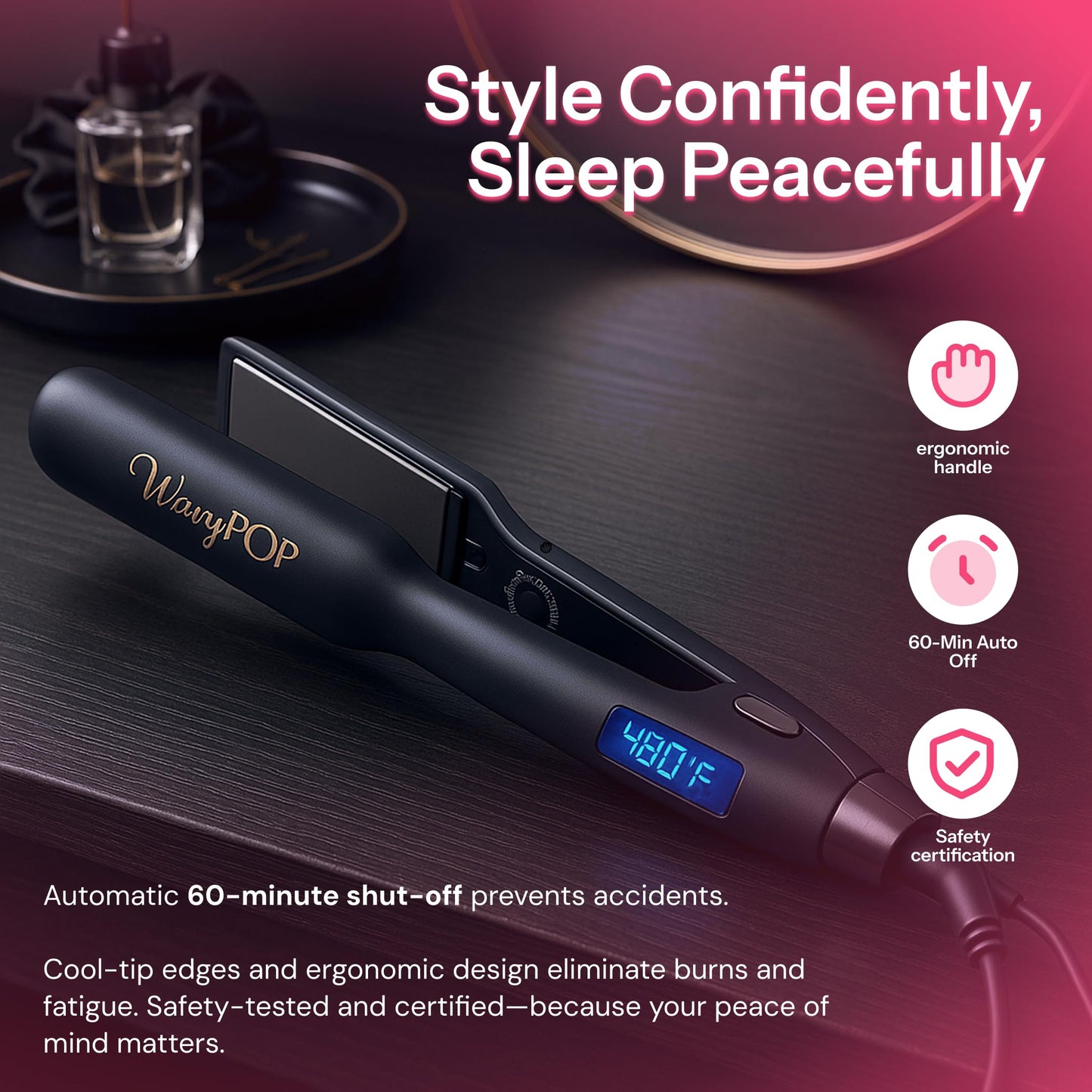 2 in 1 Professional Dual-Voltage Titanium Flat Iron Hair Straightener | up to 480°F | 10s Heat-Up | Straightening Iron & Hair Curling Wand 1.75" with Ceramic MCH Fast Heat, Auto Shut Off