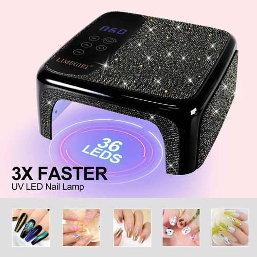 Sparkling Diamond UV Nail Lamp - Cordless, Professional Gel Nail Polish Curing Lamp with 4 Timers & LCD Touch Display, Salon-Grade Diamond UV Nail Dryer