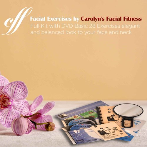 Facial Exercises by Carolyn's Facial Fitness - Full Kit with DVD Basic 28 Exercises Elegant and Balanced Look to Your face and Neck