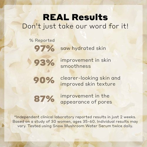 Volition Beauty Snow Mushroom Water Serum with Peptides + Vitamin C | Floods Skin with Moisture & Hydration | Visibly Minimizes Lines, Wrinkles & Pores | Soothes Redness & Improves Skin Texture