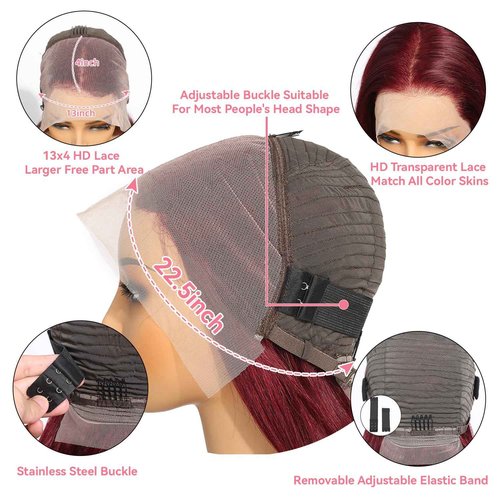 DULTEV Burgundy Lace Front Wigs Human Hair 99J 13x4 HD Deep Wave Lace Front Wigs Human Hair Pre Plucked Colored Wine Red Wig Glueless With Baby Hair Wigs For Women