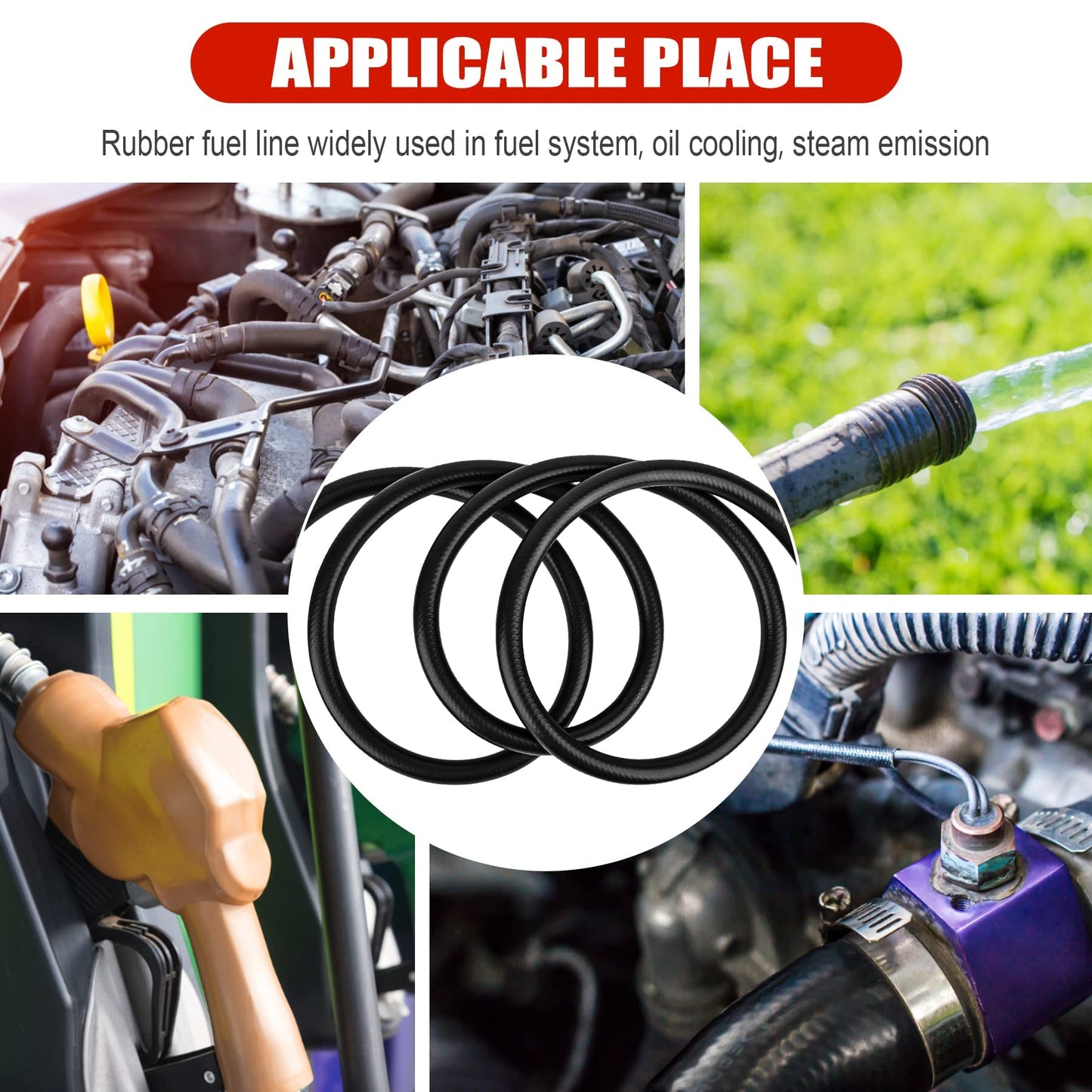 1/2 Inch (12mm) ID Fuel Line Hose 5FT NBR Rubber Push Lock Hose High Pressure 300PSI for Automotive Fuel Systems Engines