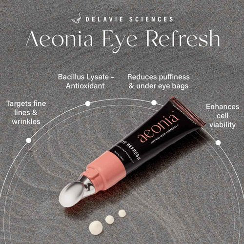 Aeonia Eye Refresh, Certified Space Technology Skincare – Hydrating & Anti-Aging Eye Cream with Bacillus Lysate, Reduces Fine Lines, Puffiness & Dark Circles, Firming & Illuminating Formula, 0.5 Fl Oz