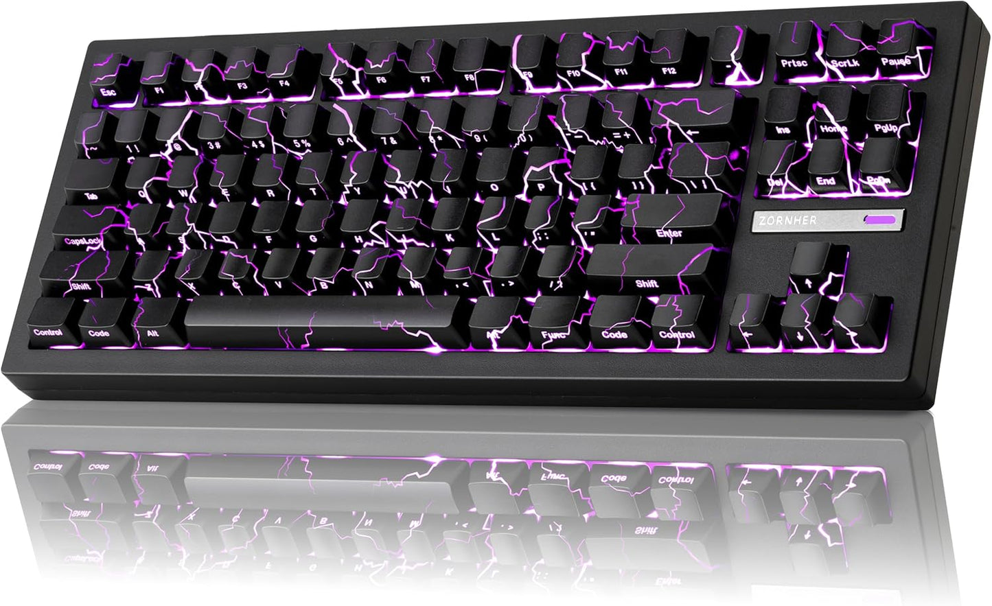ZORNHER ZH870 Wireless Mechanical Gaming Keyboard,80% White Custom Creamy Sound Keyboard with Lighted Up IMD PBT Keycaps,Pre-lubed Linear Switches,Hot-Swappable,RGB Backlit,2.4GHz/USB-C/BT5.0