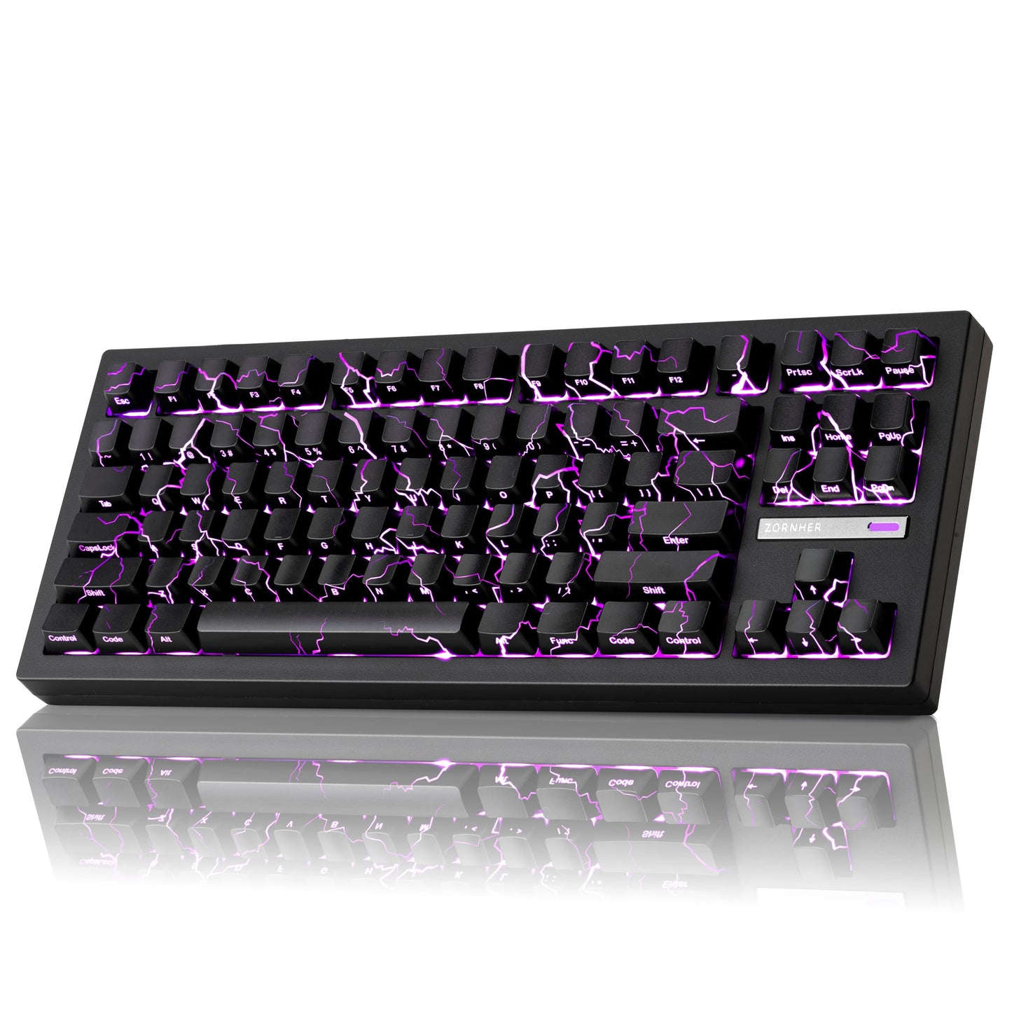 ZORNHER ZH870 Wireless Mechanical Gaming Keyboard,80% Black Custom Creamy Sound Keyboard with Shine Though Lighning IMD Keycaps,Pre-lubed Linear Switches,Hot-Swappable,RGB Backlit