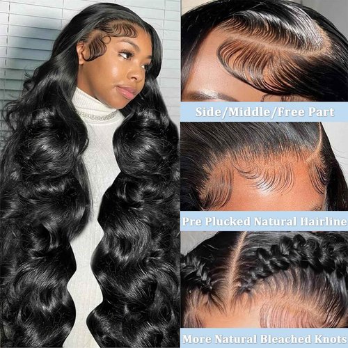 Aimqueen 22 Inch 13x6 Lace Front Wigs Human Hair 200 Density Body Wave Lace Front Wigs Human Hair Pre Plucked 12A Glueless Wigs for Women HD Lace Frontal Wigs Natural Color
