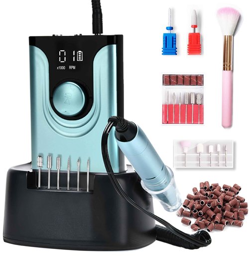 Lumcrissy 65W Nail Drill for Acrylic ,Pro High Tech Fast Removal Electric Nails Drill Kit ,Rechargeable Nail Drill Machine Professional Drill Bit Nail File Buffer Tools Salon Manicure Pedicure