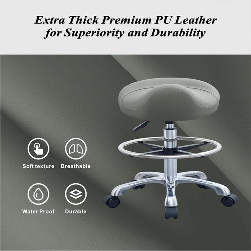 Rolling Saddle Stool, Height Adjustable with Wheels, Esthetician Chair Ergonomic Stool for Salon, Cutting, Tattoo, Lash