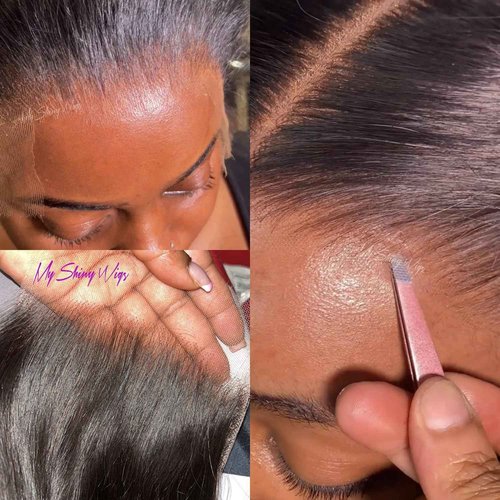 MY SHINY WIGS Skinlike HD Lace Closure 5x5, Bleached Knots Pre Plucked Clean Hairline, Unprocessed Brazilian Virgin Human Hair, Straight, Natural Black, 14 Inch Closure Only