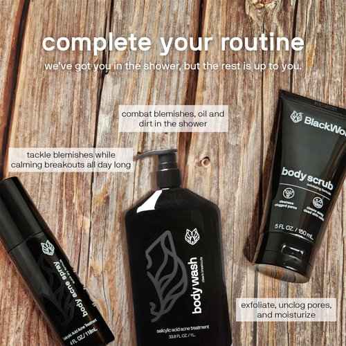 Black Wolf Shampoo & Conditioner for Men & Sonic Head Massager & Scalp Scrubber Bundle