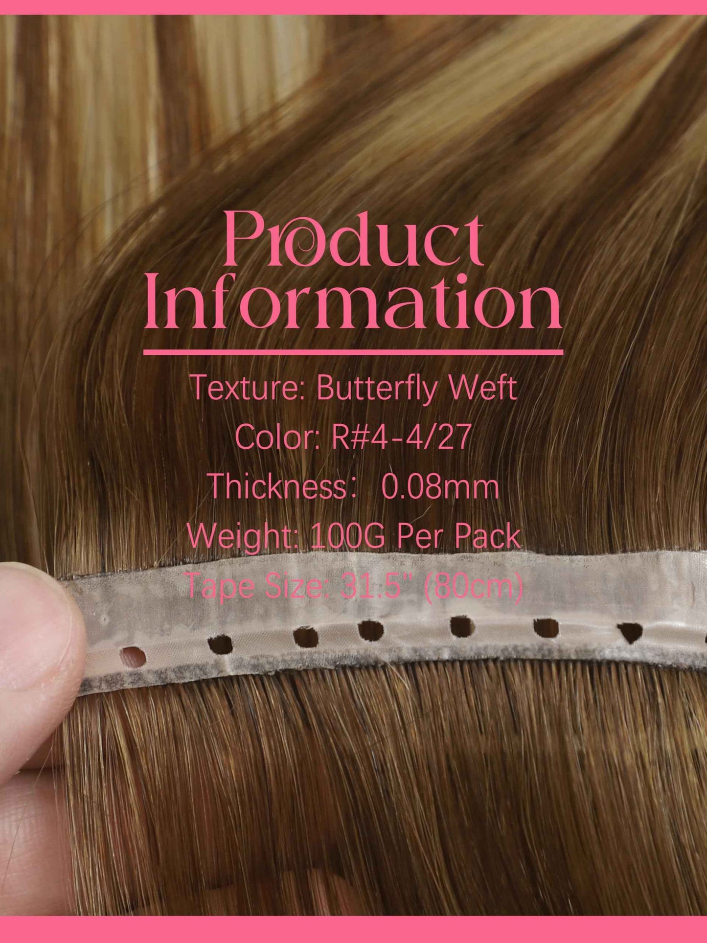 Lacer Double Invisible Weft PU OVO Human Hair Extensions 16in Butterfly Extensions Human Hair Chocolate Brown To Caramel Blonde With Brown Roots Glueless Micro Beads Tape Width 31.5" For Women 100g