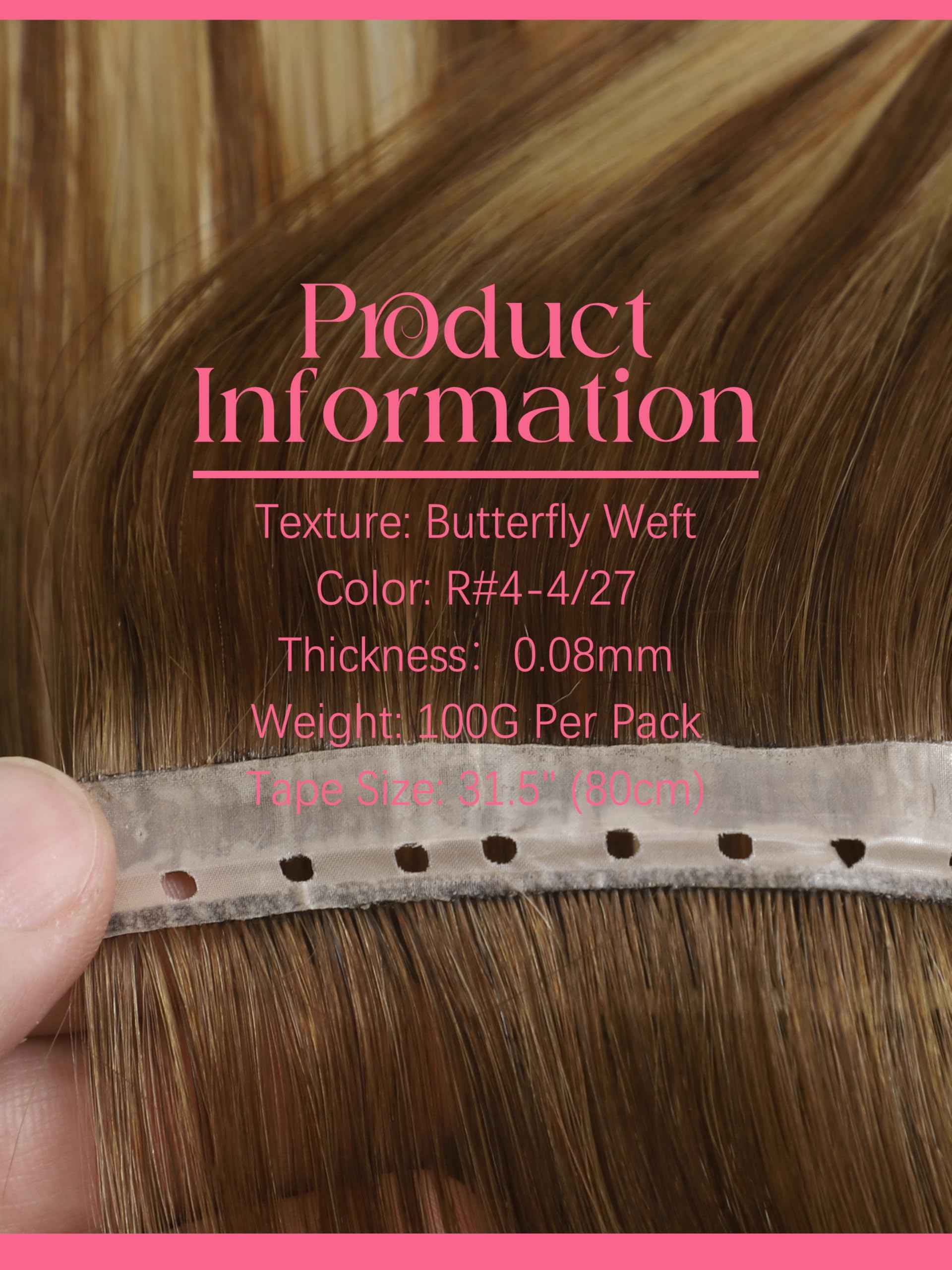 Lacer Double Invisible Weft PU OVO Human Hair Extensions 16in Butterfly Extensions Human Hair Chocolate Brown To Caramel Blonde With Brown Roots Glueless Micro Beads Tape Width 31.5" For Women 100g