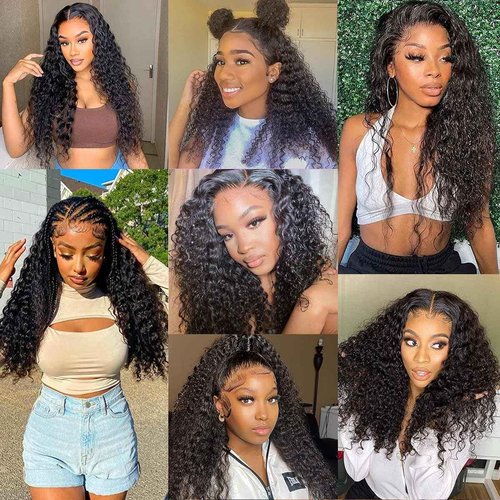 13x4 Lace Front Wigs Human Hair Pre Plucked 180 Density Brazilian Wet and Wavy Human Hair Wigs for Black Women Glueless Curly Lace Frontal Wig Natural Color (22 Inch)