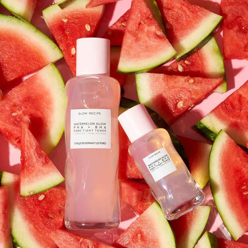 Glow Recipe Niacinamide Dew Drops Facial Serum & Illuminating Makeup Primer (40 ml) + Watermelon Glow PHA + BHA Facial Toner & Pore Minimizer with Hyaluronic Acid (150 ml)