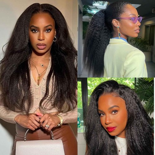 Knotless Pre-Separated Crochet Hair extensions Afro Kinky Straight hair feather crochet 100% human hair extensions for Women Natural Color 16 Inch 120g