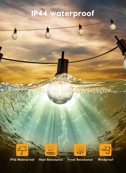 Outdoor String Lights with Remote - 58 Ft Globe Patio Lights, 4 Lighting Modes, 25 LED G40 Bulbs Waterproof Connectable Commercial Hanging Light for Backyard Party