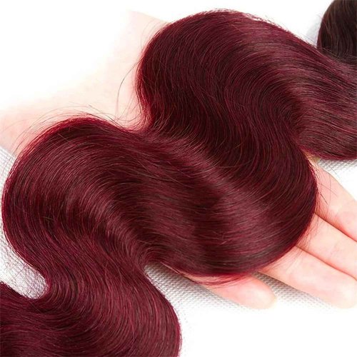 Burgundy Bundles Body Wave Human Hair Bundles 14 16 18 Inch #99J Bundles Human Hair Extension Wine Red Unprocessed Virgin Hiar 3 Bundles 300g Total For Women