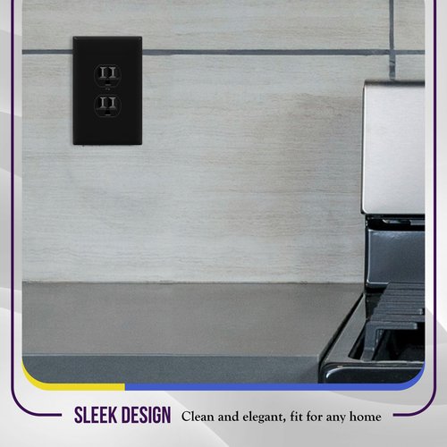 ENERLITES Duplex Receptacle Outlet Wall Plate, Jumbo Electrical Outlet Covers, Oversized 1-Gang 5.51" x 3.50", Polycarbonate Thermoplastic, 8821O-BK-10PCS, Glossy Finish, Black, 10 Pack