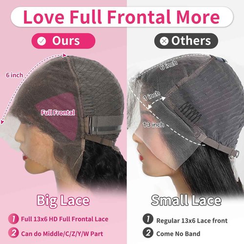 Jumida 24 Inch 13x6 Lace Front Wigs Human Hair Water Wave 200 Density 13x6 HD Full Lace Frontal Wigs Pre Plucked Wet and Wavy Glueless Deep Curly Human Hair Wigs for Women Natural Black