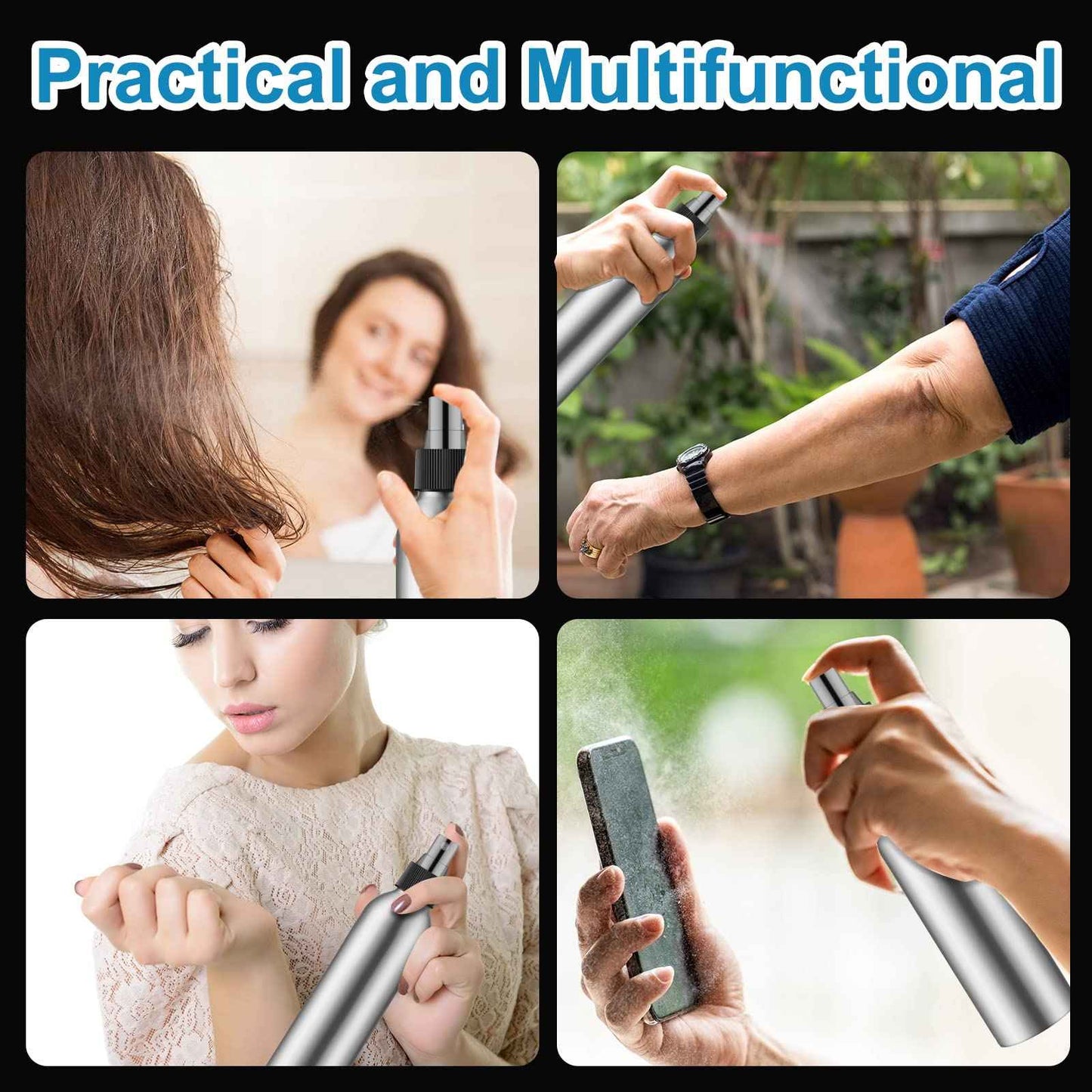 Irenare 24 Pcs Small Spray Bottles Aluminum Fine Mist Spray Bottles Bulk Metal Essential Oil Storage for Perfume Toner Liquid Refillable Pump Vials Atomizer Containers for Room Travel(8 Oz)