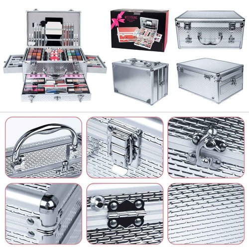 Pure Vie All-in-One Holiday Gift Makeup Set Cosmetic Essential Starter Bundle Include Eyeshadow Palette Lipstick Concealer Blush Mascara Eyeliner Face Powder Lipgloss Brush - Makeup Full Kit for Women