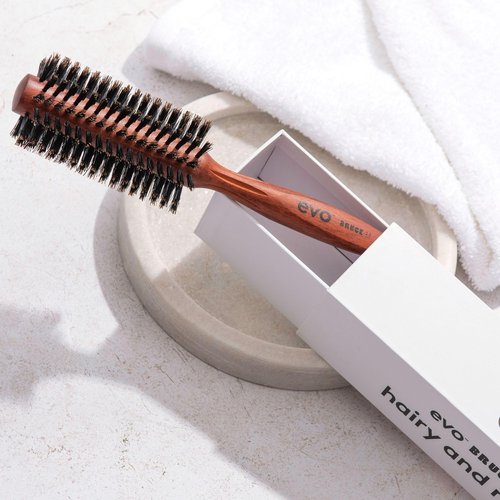 Evo Bruce Natural Bristle Radial Brush - Styling Brush for Blow Drying Long, Distribute Natural Oils & Polished Smooth for All Hair Types